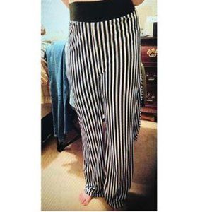 Navy blue and white striped Palazzo pants